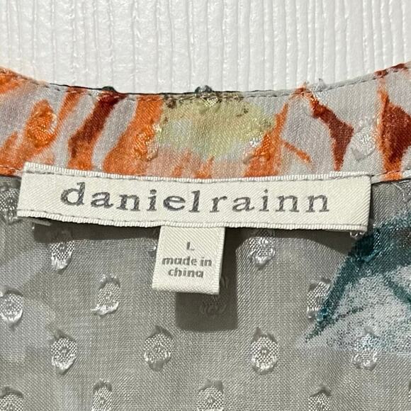 Daniel Rainn Ashlee floral print Swiss Dot Button Up Sheer blouse Women’s size L - Picture 5 of 15